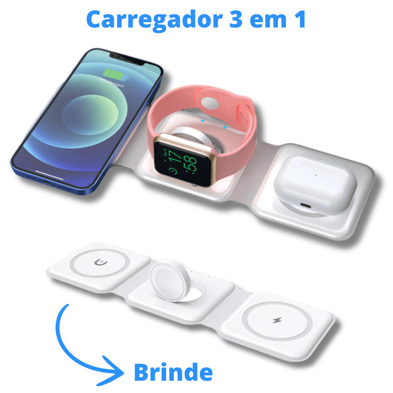 Fone AirPro para Android e iPhone + CARREGADOR 3 em 1 DE BRINDE