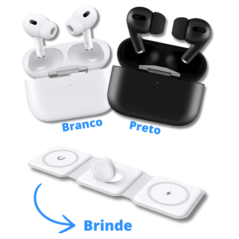 Fone AirPro para Android e iPhone + CARREGADOR 3 em 1 DE BRINDE