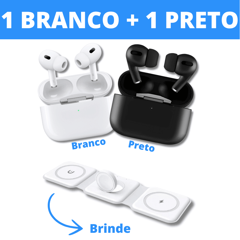 Fone AirPro para Android e iPhone + CARREGADOR 3 em 1 DE BRINDE